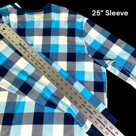 Sleepwear Pajama Top Shirt Men Blue Plaid Pullover Long Sleeve Size 2XL NWT - Picture 9 of 10